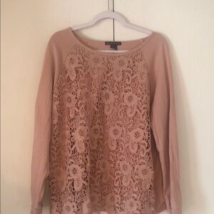 Adrianna Papell fall Blush Lace Long eyelet Sleeve Blouse